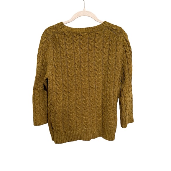 Classic Lands' End Cable Knit Sweater - Cotton & Wool Blend in Deep Mustard - Picture 4 of 4